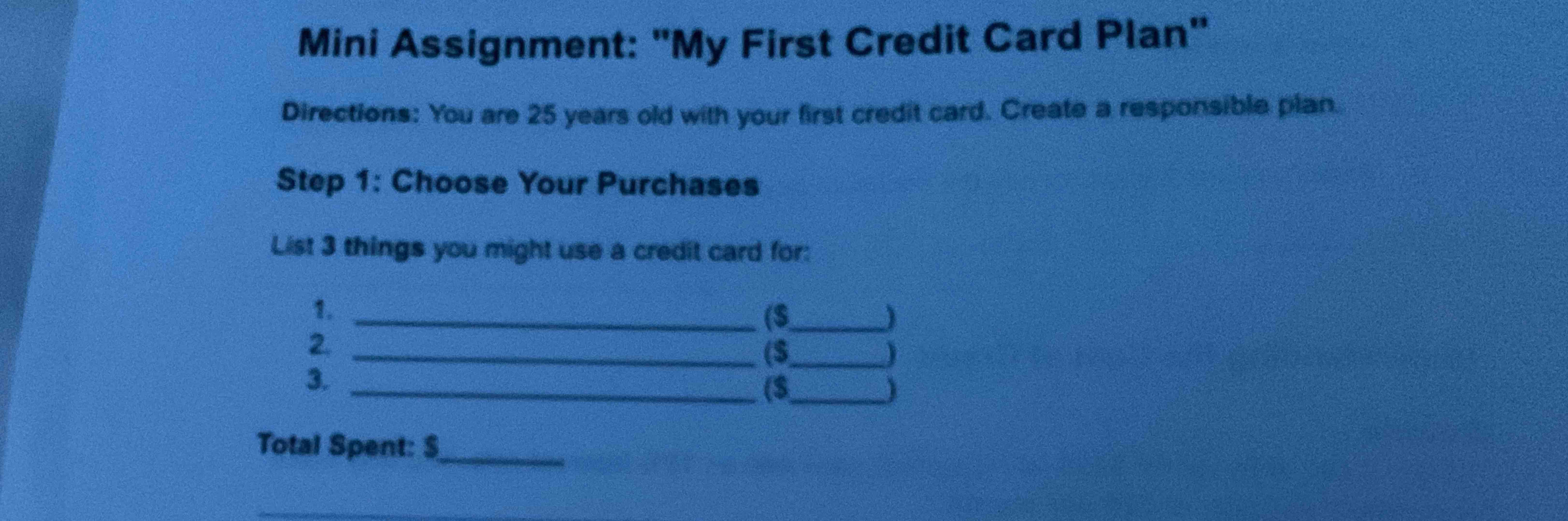 Card Assignment Process Solved Mini Assignment: