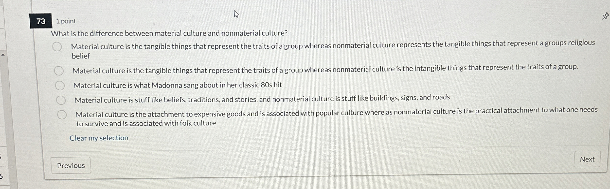 Solved What is the difference between material culture and | Chegg.com
