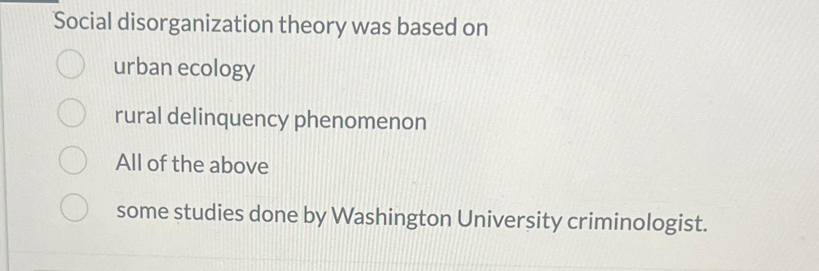 Solved Social disorganization theory was based onurban | Chegg.com
