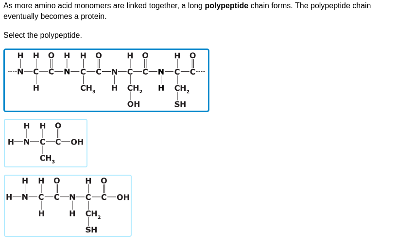 Solved As more amino acid monomers are linked together, a