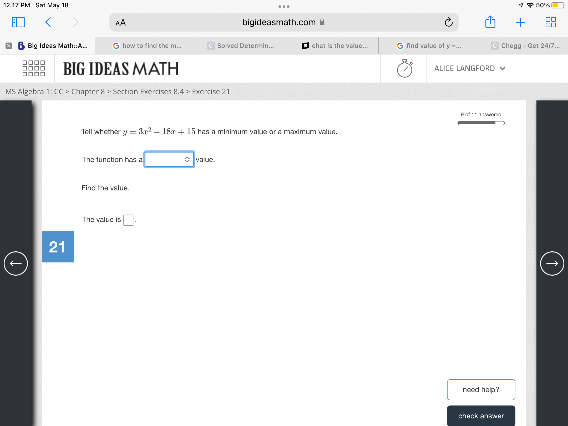 if 3x2 18x 15 0 what is the value of x2 6x