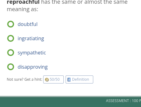 Solved reproachful has the same or almost the same meaning | Chegg.com
