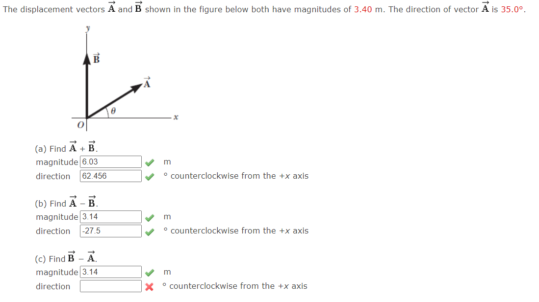 Solved The displacement vectors vec(A) ﻿and vec(B) ﻿shown in | Chegg.com