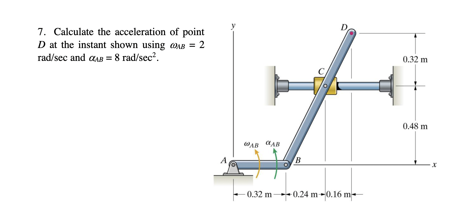Solved Calculate the acceleration of point D ﻿at the instant | Chegg.com