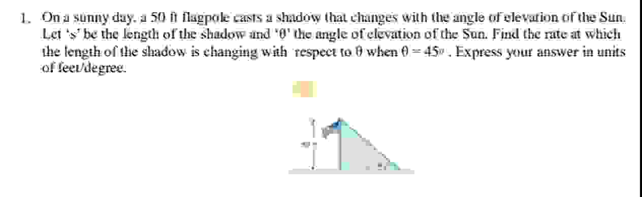 Solved On a sunny day. a 50 ﻿ff flagpole casts a shadow that | Chegg.com