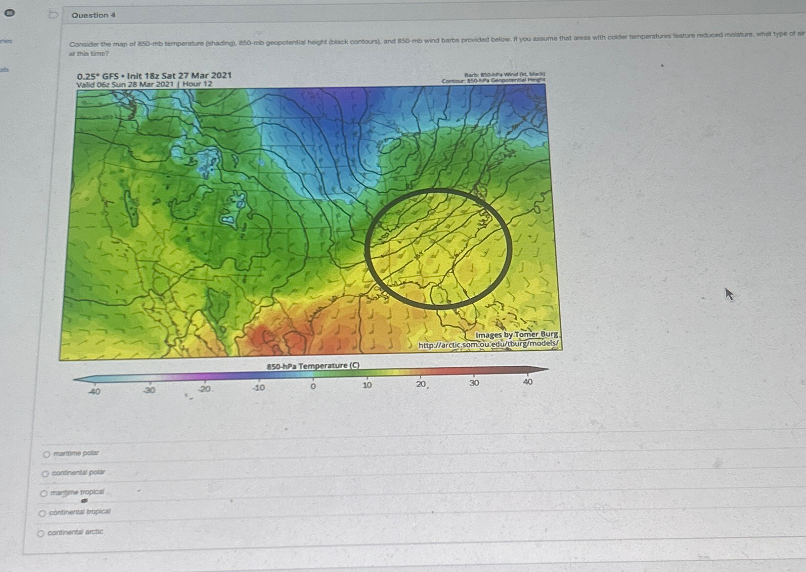 Solved Question 4 ﻿at this time?Consider the map of 850-mb | Chegg.com
