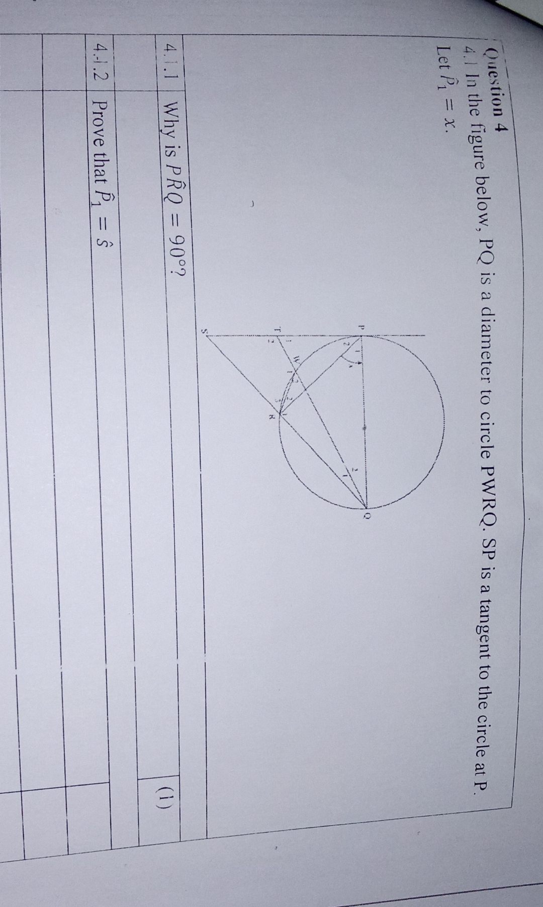 Solved Question 4 4.I In the figure below, PQ ﻿is a diameter | Chegg.com