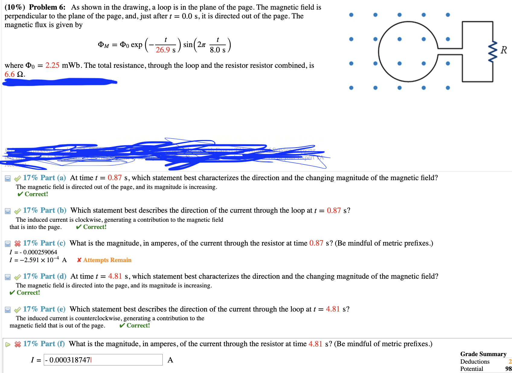 Solved (10%) ﻿Problem 6: As shown in the drawing, a loop is | Chegg.com