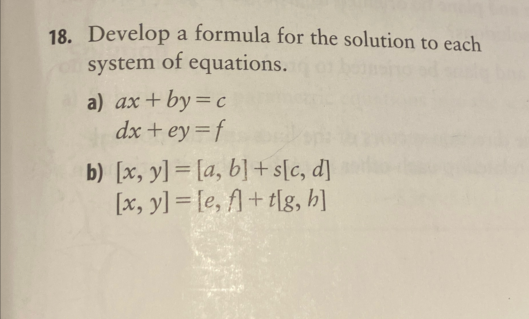 Solved Develop a formula for the solution to each system of | Chegg.com