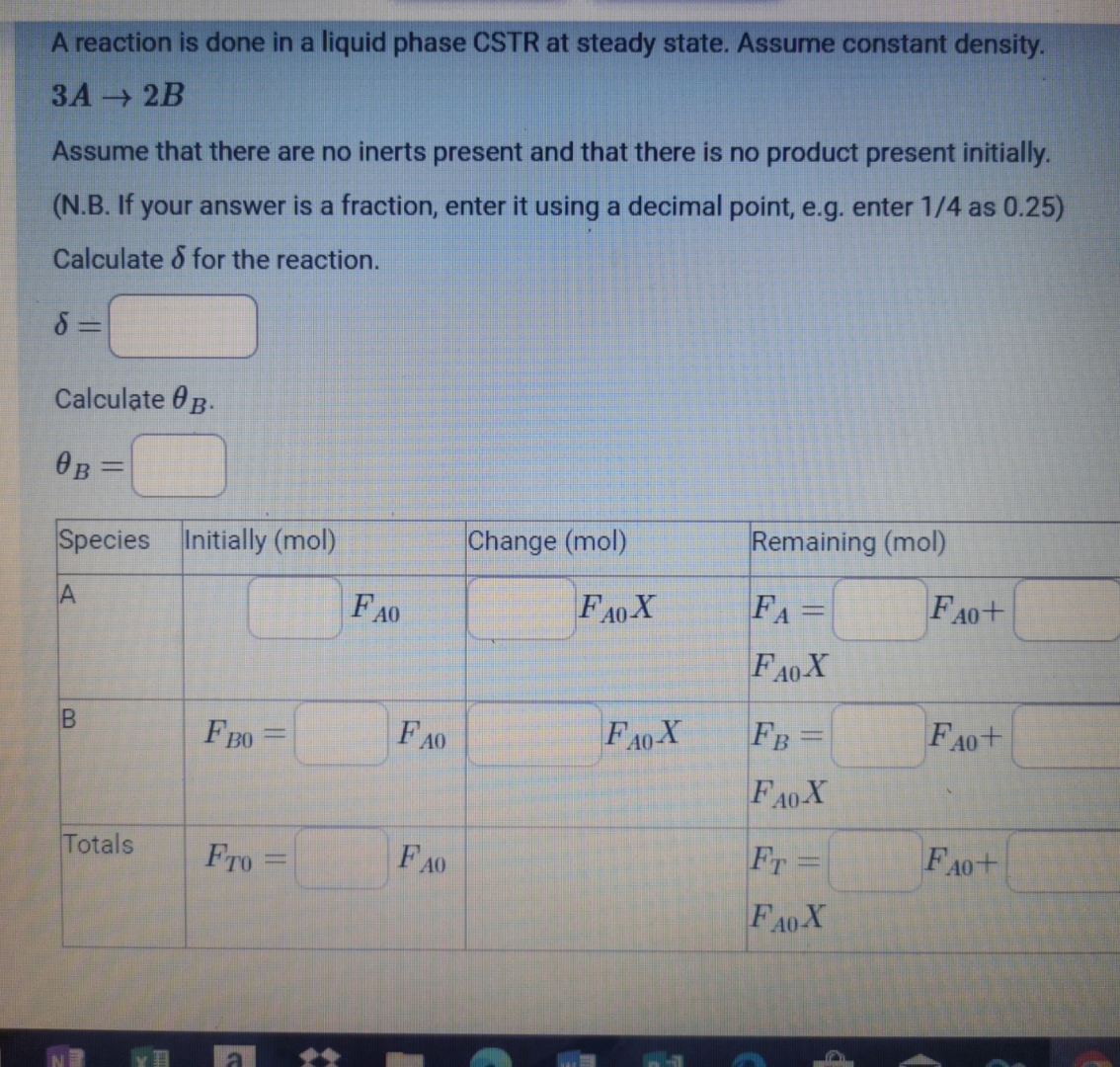 Solved A reaction is done in a liquid phase CSTR at steady | Chegg.com