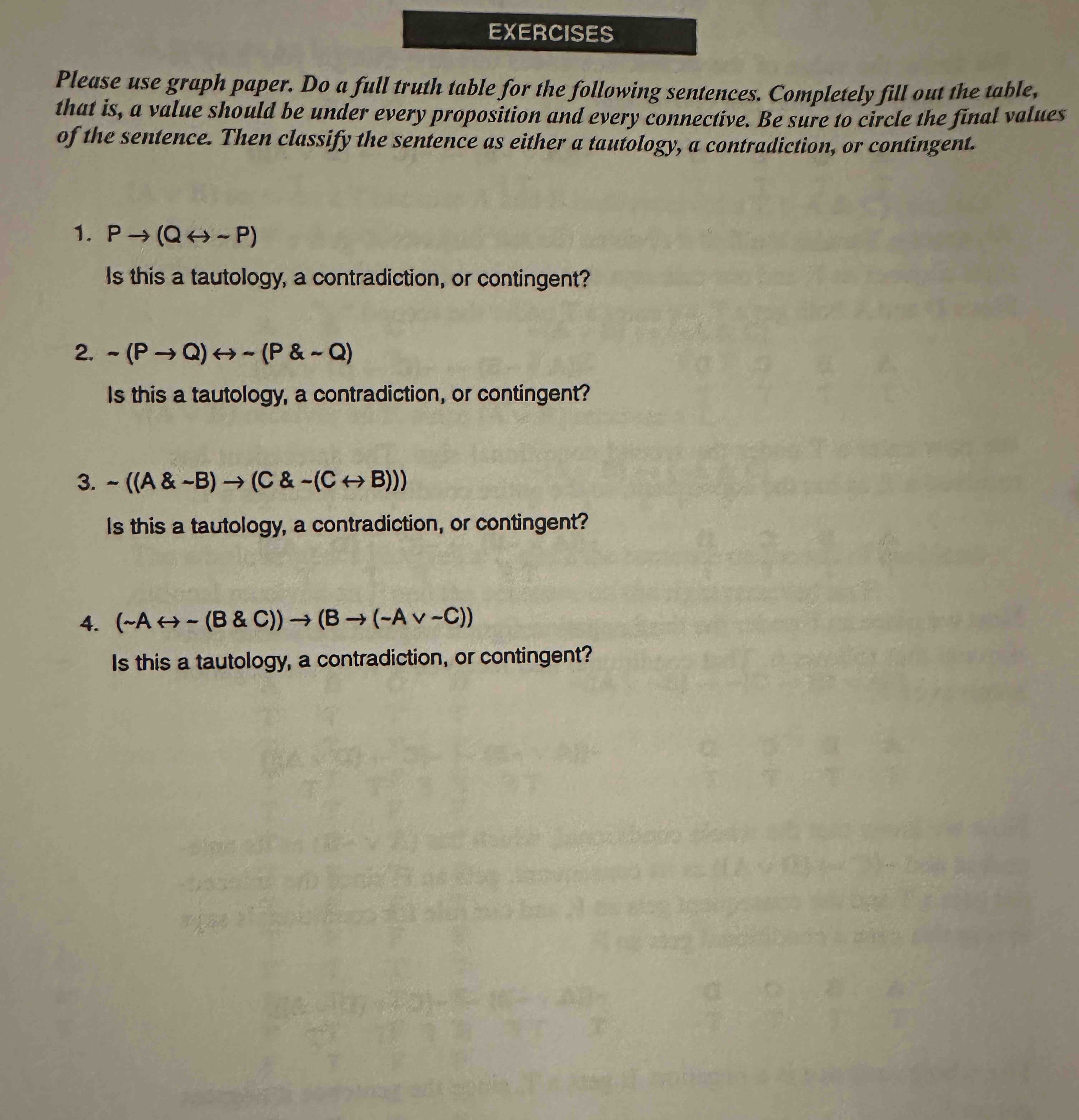 Solved EXERCISESPlease use graph paper. Do a full truth | Chegg.com