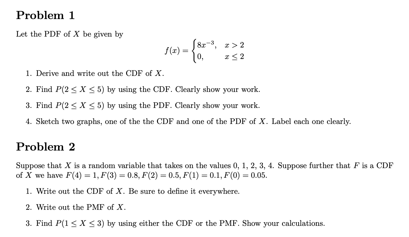 Solved Problem 1 ﻿Let the PDF of x be given by | Chegg.com