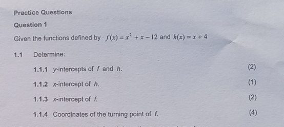 Solved Practice QuestionsQuestion 1Given the functions | Chegg.com