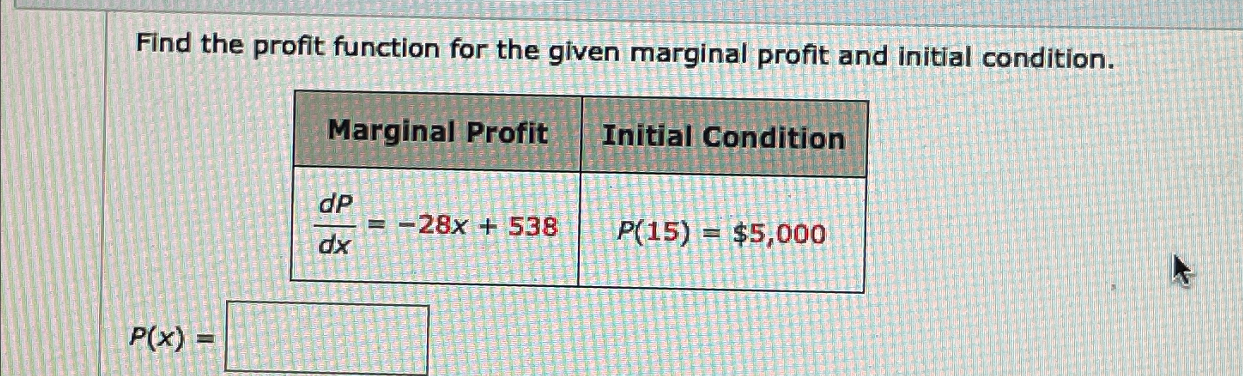 Solved Find the profit function for the given marginal | Chegg.com