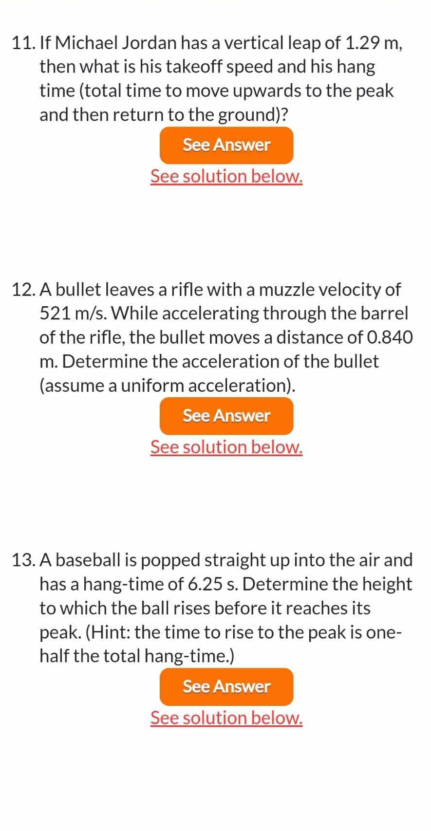 Solved If Michael Jordan has a vertical leap of 1.29m, ﻿then 