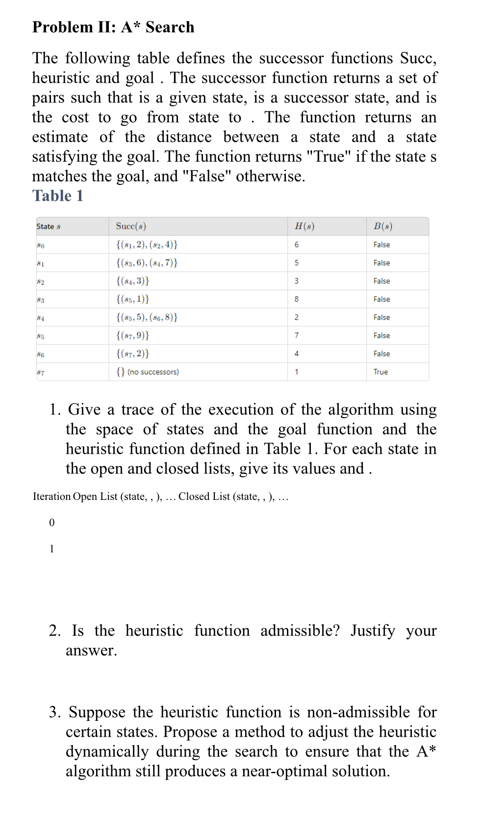 Solved Problem II: A* ﻿SearchThe following table defines the | Chegg.com