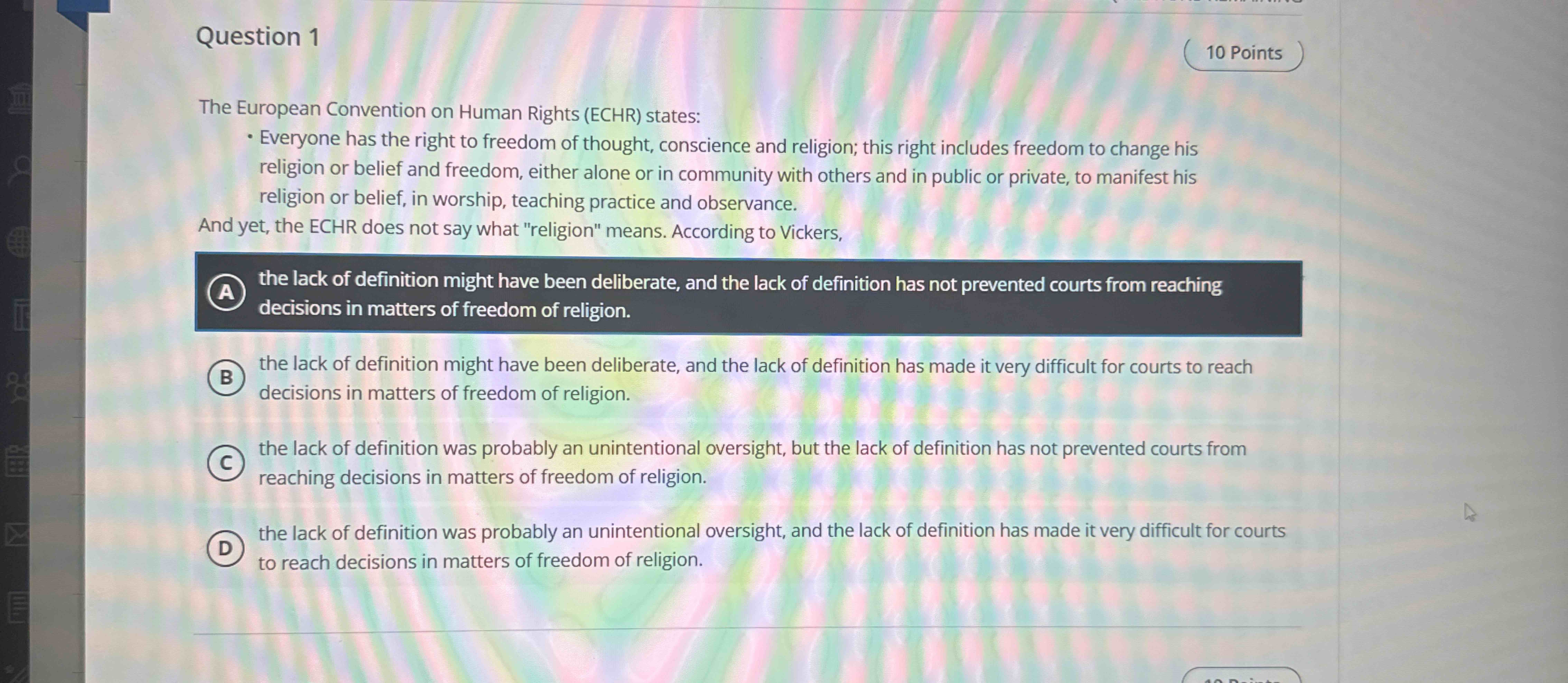 Solved Question 1 ﻿The European Convention on Human Rights | Chegg.com