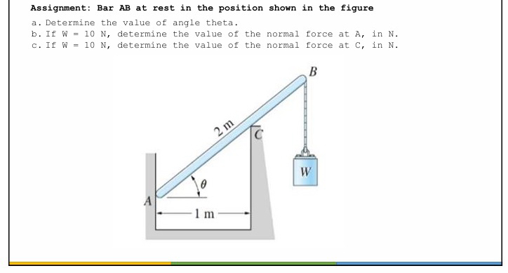 Assignment: Bar AB ﻿at rest in the position shown in | Chegg.com