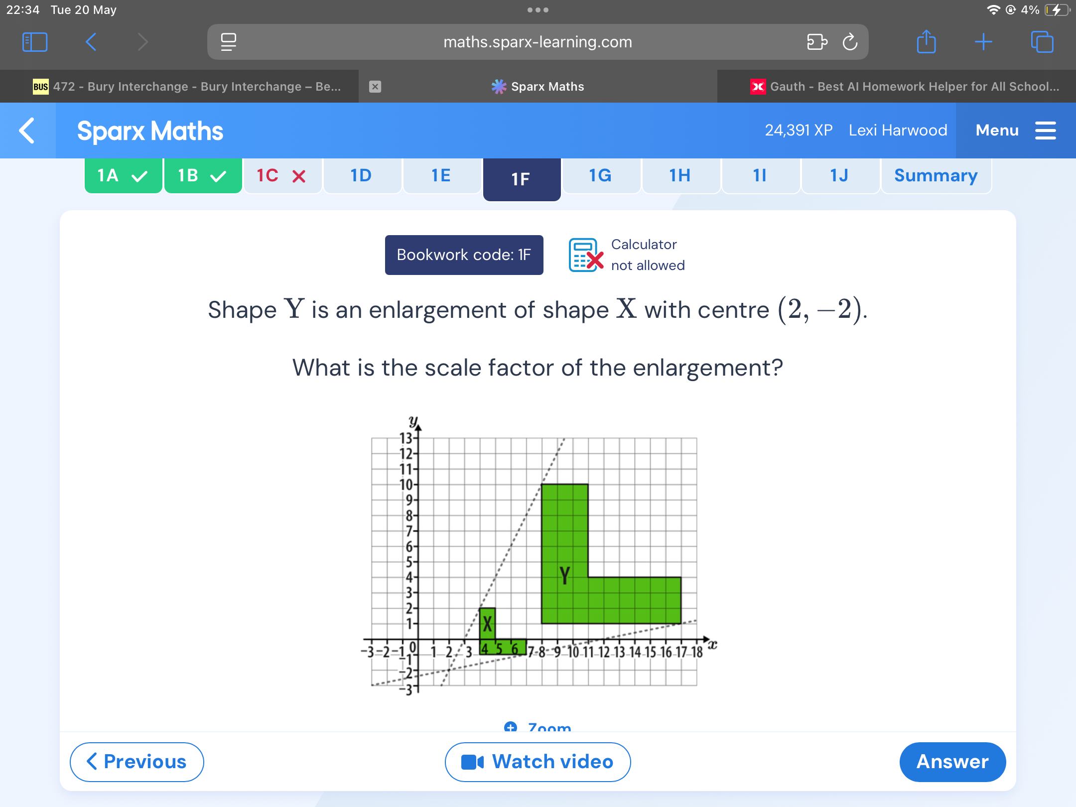 Solved Shape Y is an enlargement of shape X with centre | Chegg.com