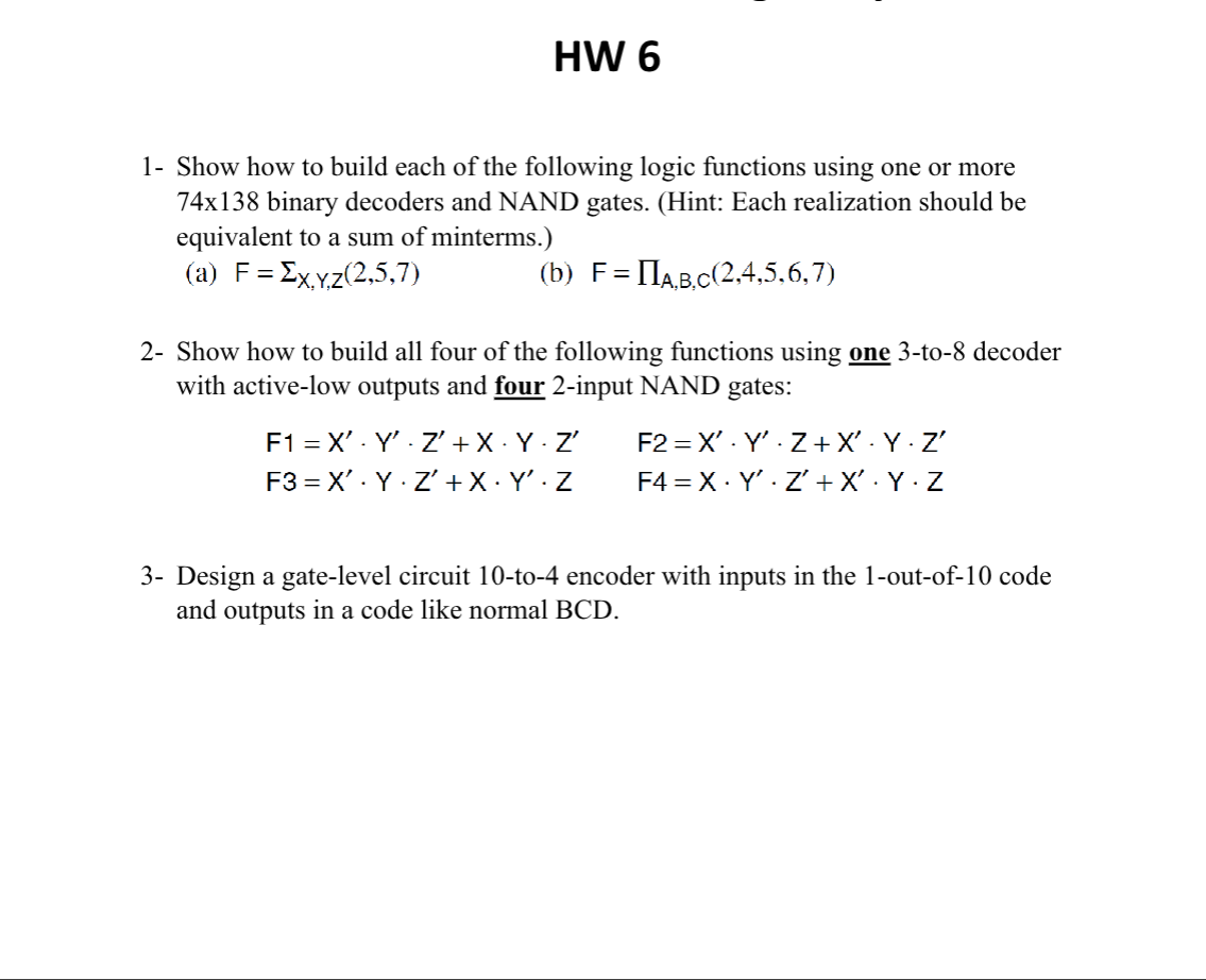 Solved HW 6 1- ﻿Show how to build each of the following | Chegg.com
