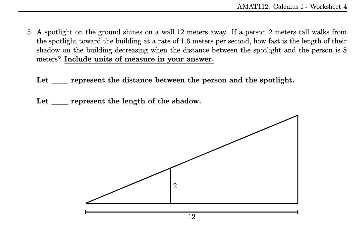 Solved AMAT112: Calculus I - ﻿Worksheet 45. ﻿A Spotlight On | Chegg.com