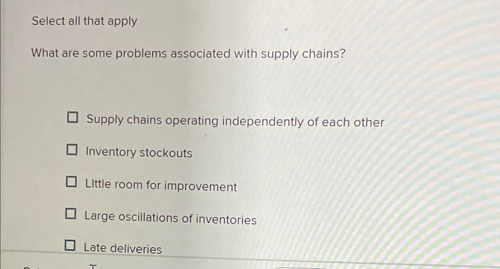 Solved Select all that applyWhat are some problems