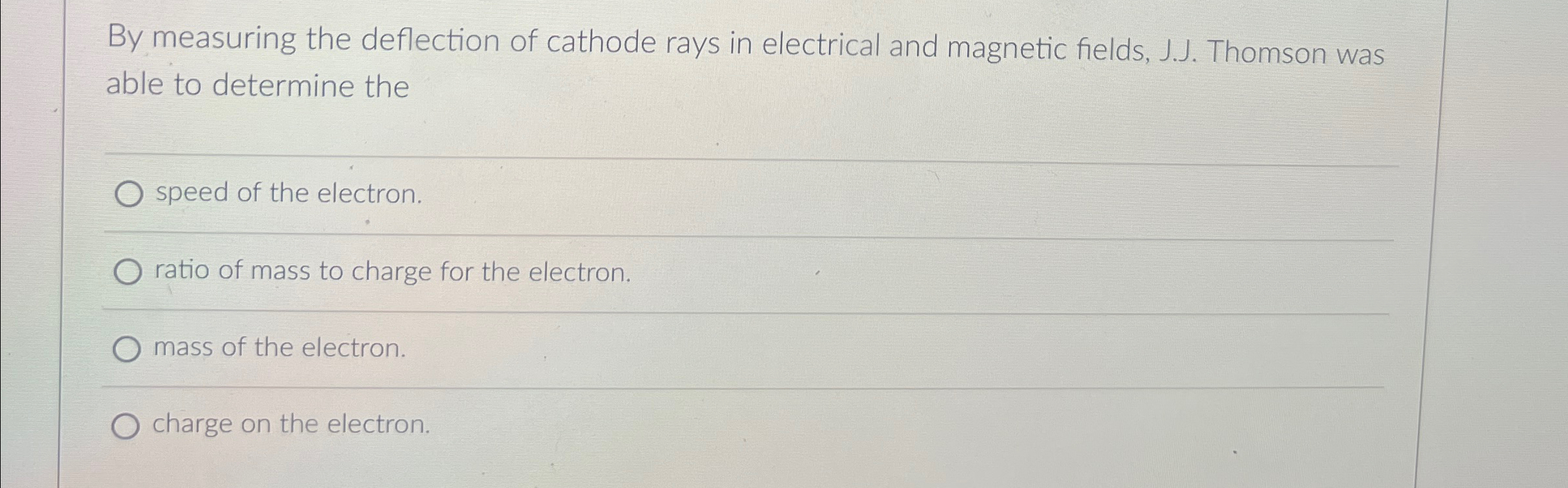 Solved By measuring the deflection of cathode rays in | Chegg.com