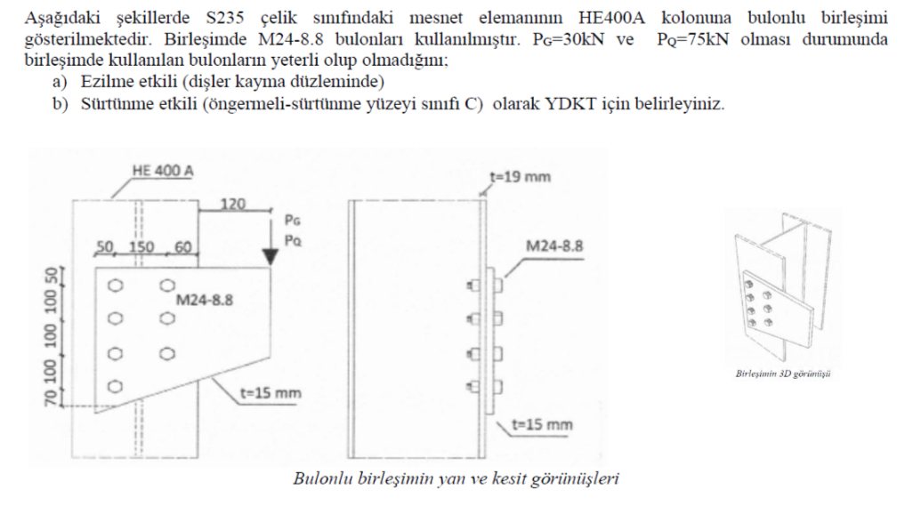 Aşağıdaki şekillerde S235 çelik Smıfındaki Mesnet