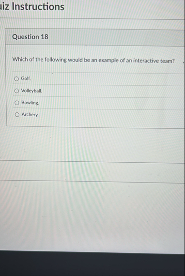 Solved iz InstructionsQuestion 18Which of the following | Chegg.com