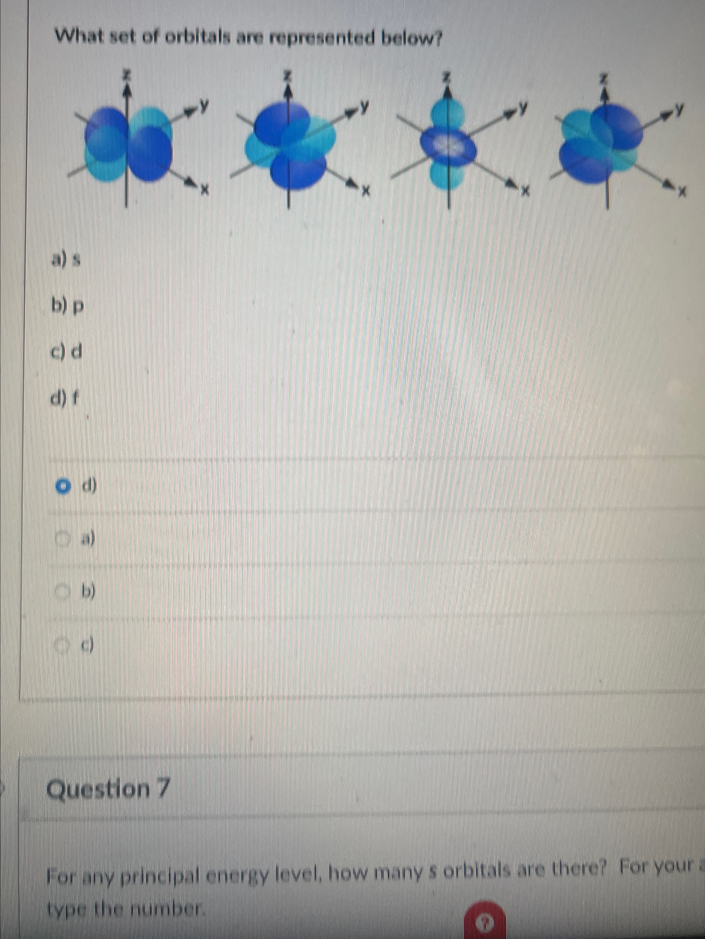 Solved What set of orbitals are represented below?a) sb) pc) | Chegg.com