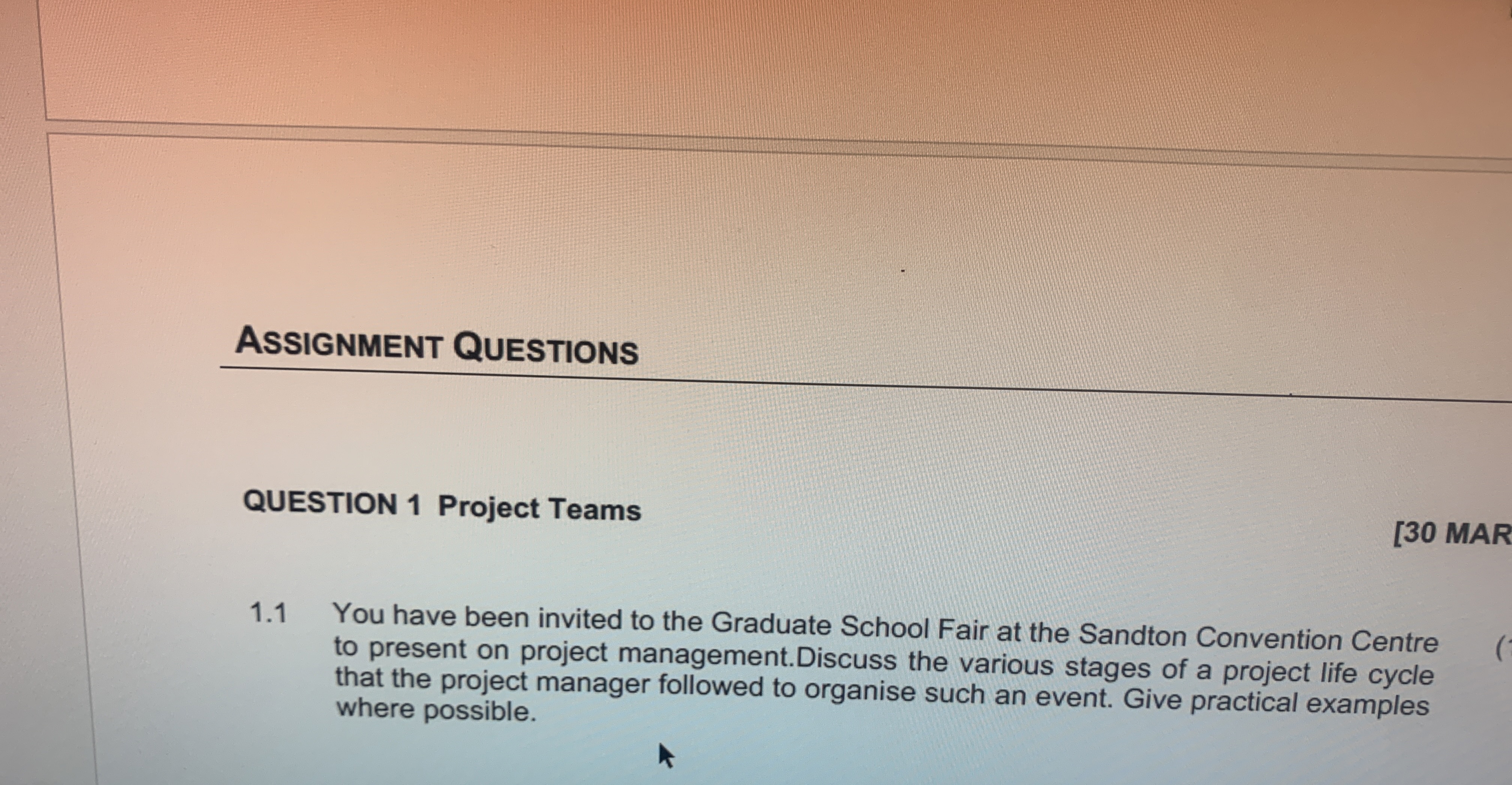 Solved Assignment QuestionsQUESTION 1 ﻿Project Teams[30 | Chegg.com