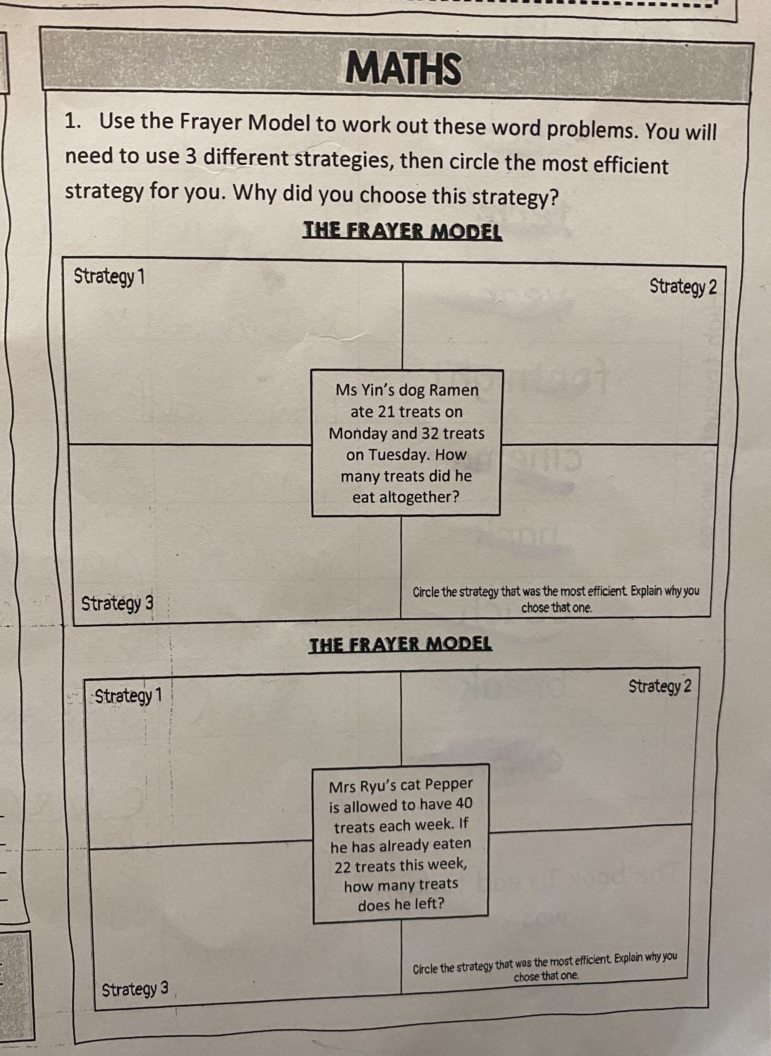 Solved MATHSUse the Frayer Model to work out these word | Chegg.com