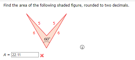 find the area of the following shaded figure rounded to two decimals