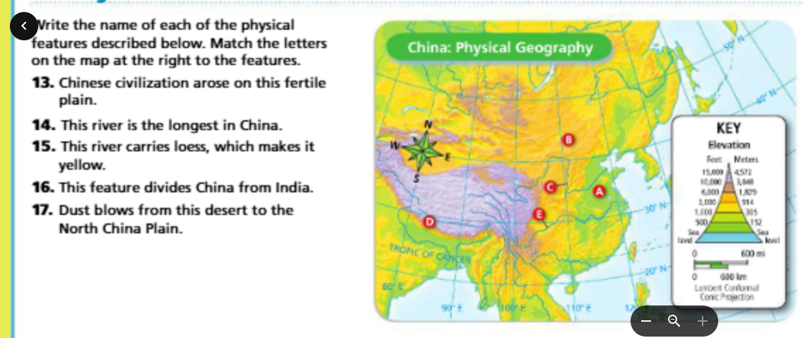 Solved Vrite the name of each of the physical features | Chegg.com