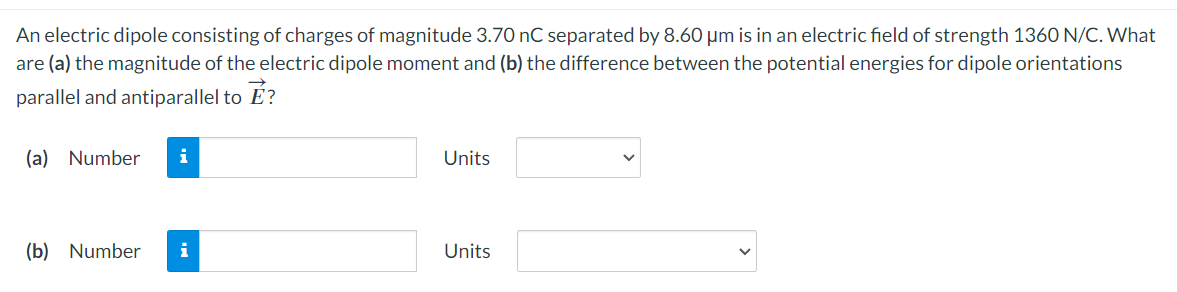 Solved An electric dipole consisting of charges of magnitude | Chegg.com