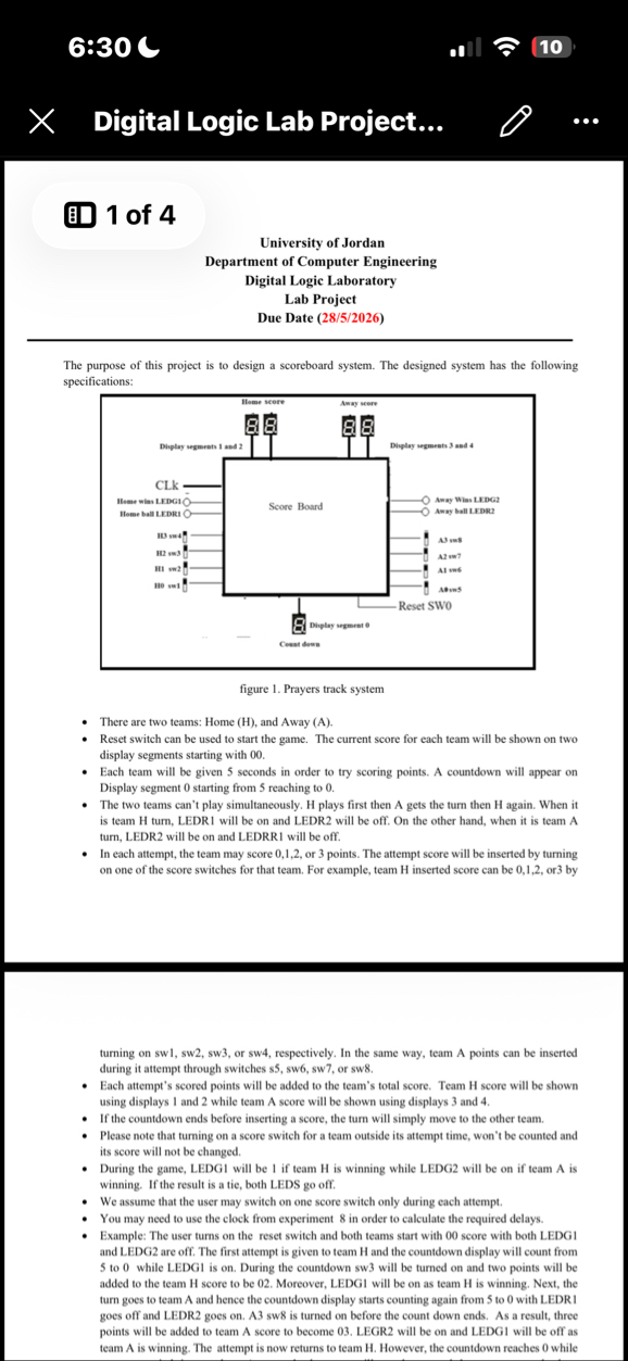 Digital Logic Lab Project...101 ﻿of 4University of | Chegg.com