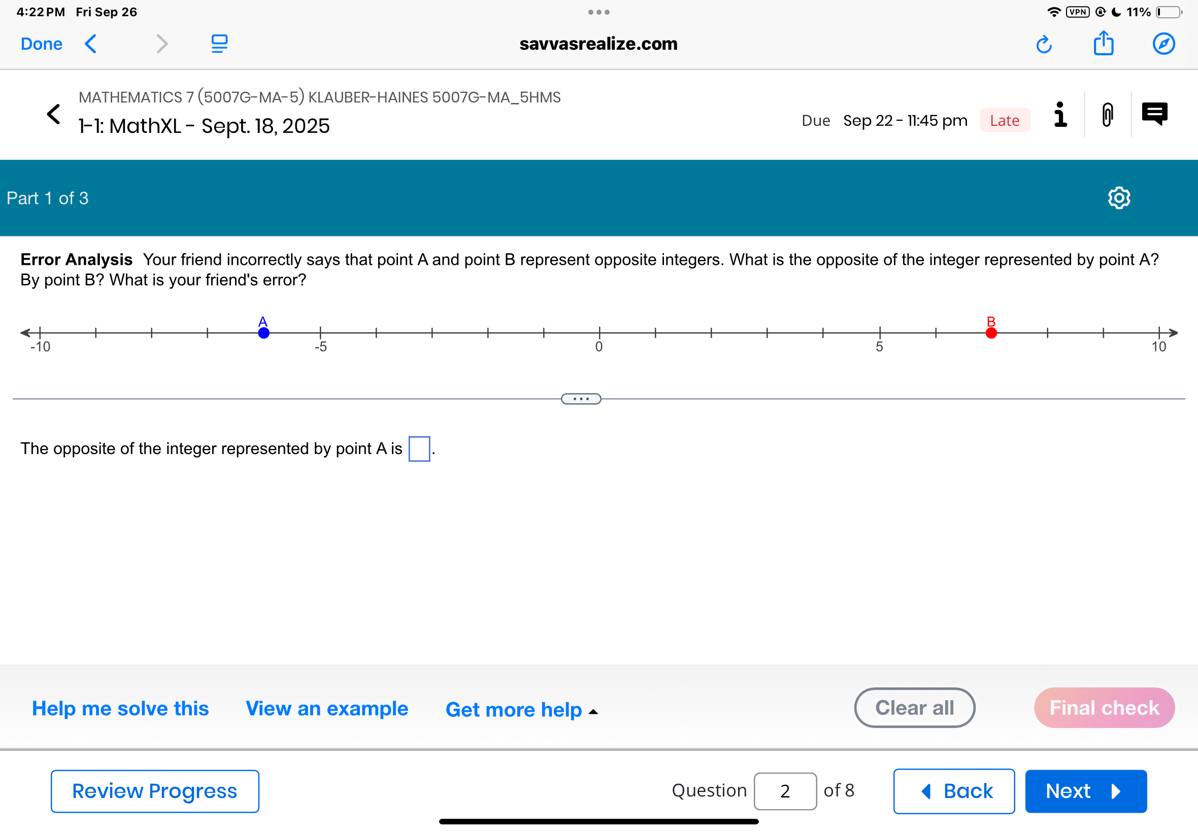 Opposite Error Solved Error Analysis Your friend incorrectly says that | Chegg.com