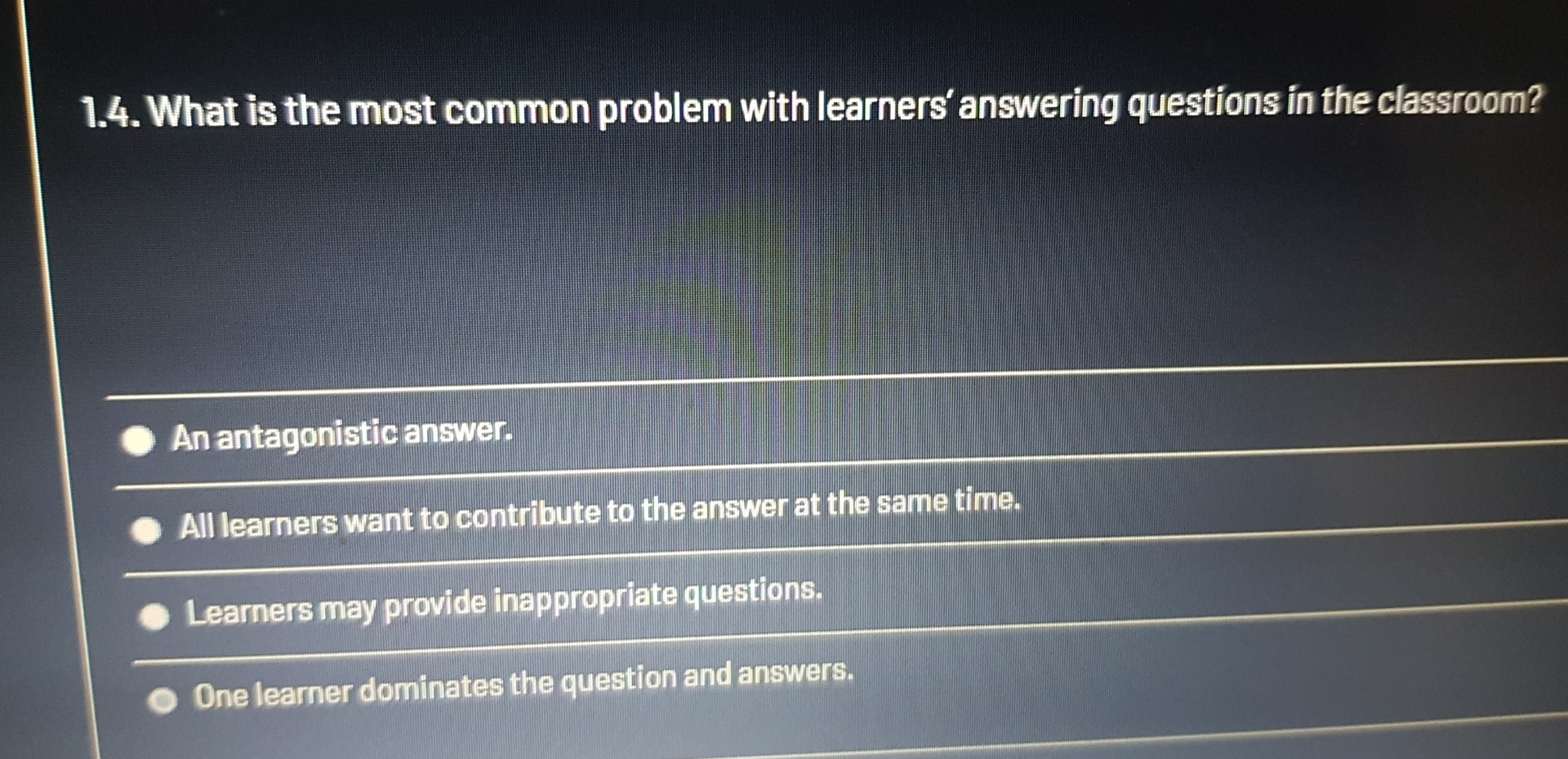 Common Class Problem Solved 1.4. What is the most common problem with learners' | Chegg.com